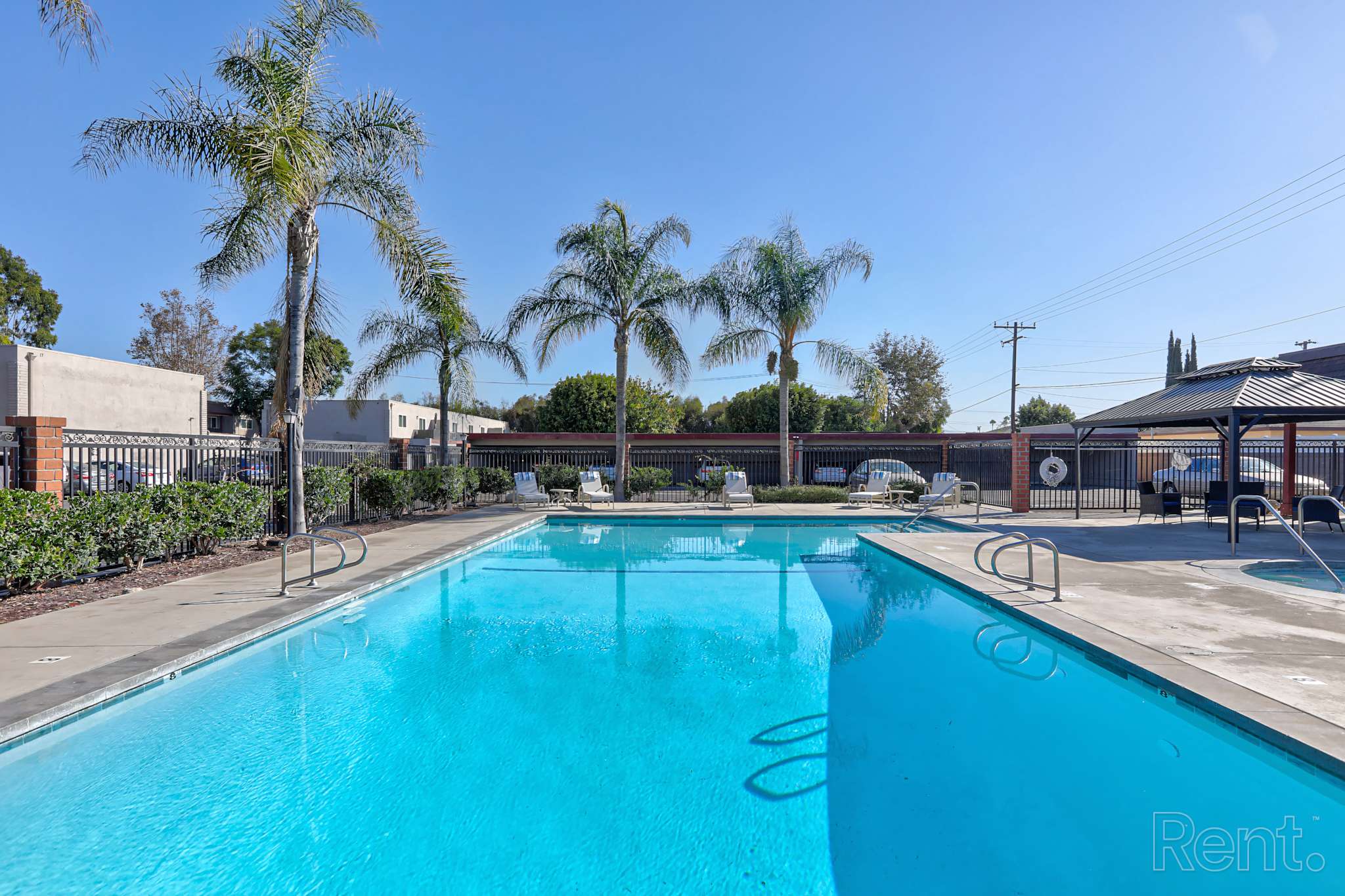 Beautiful community pool at Chateau de Ville Apartments