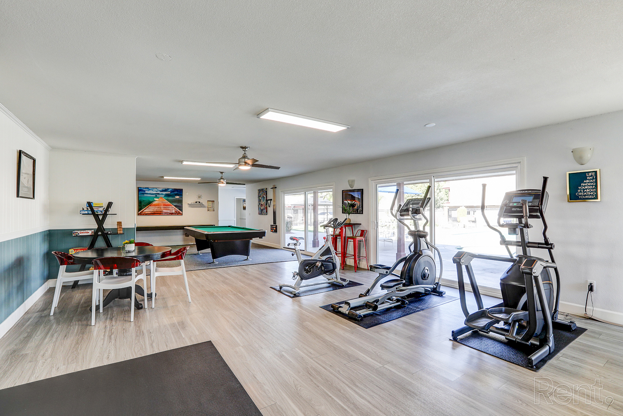 Chateau deville apartment community rec room and gym