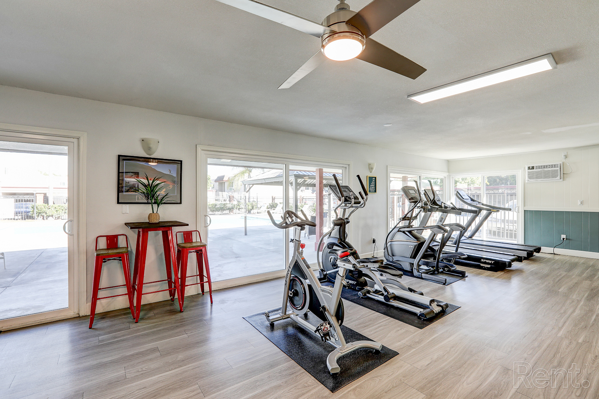 Chateau deville apartment community gym treadmills